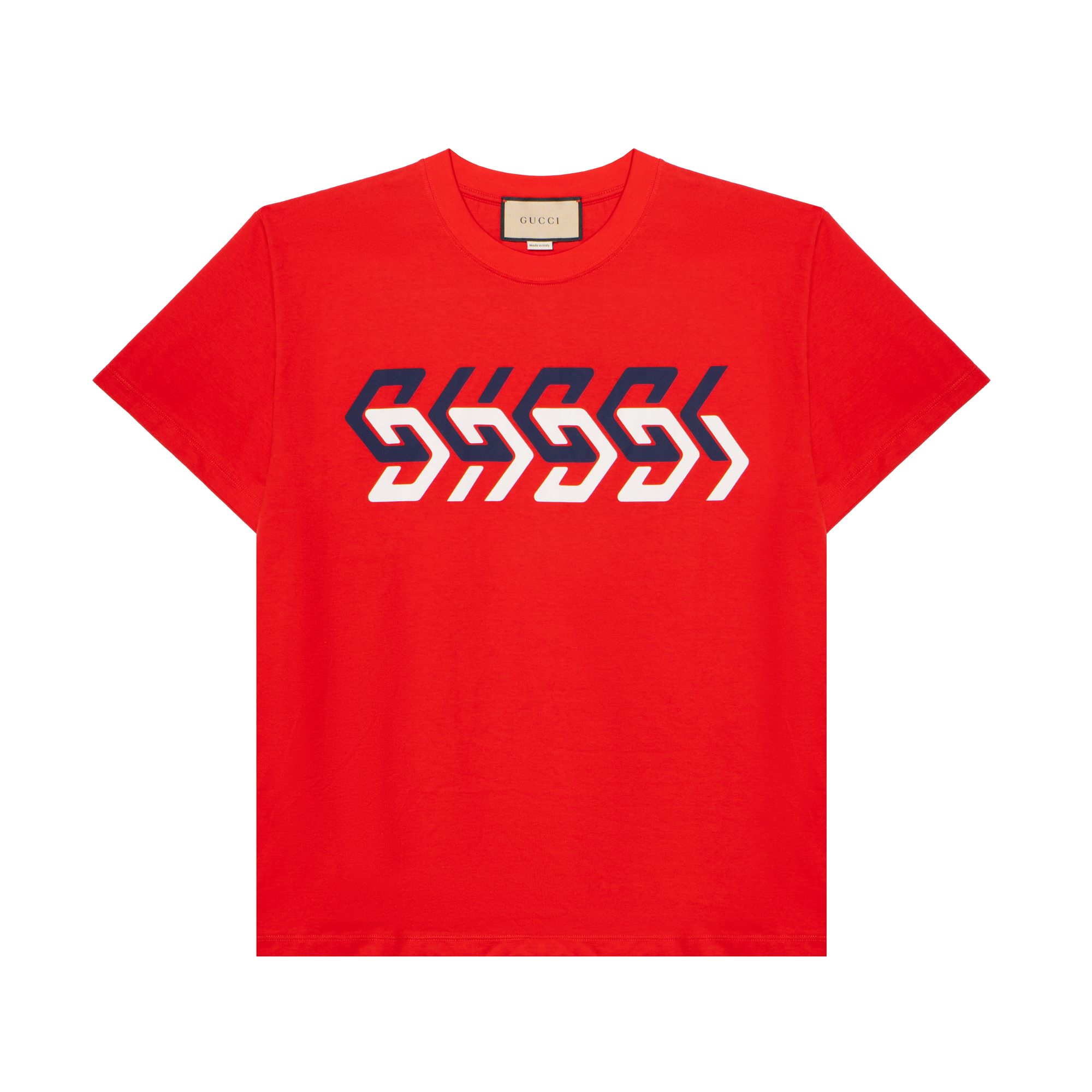 GUCCI T Shirts Men's Red Crew Neck Moderate Straight Fit