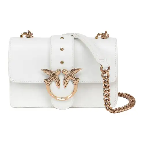 PINKO Love IconSIMPLY Calfskin Swallow Bag, Shoulder Bag, Crossbody Bag Mini Women's White