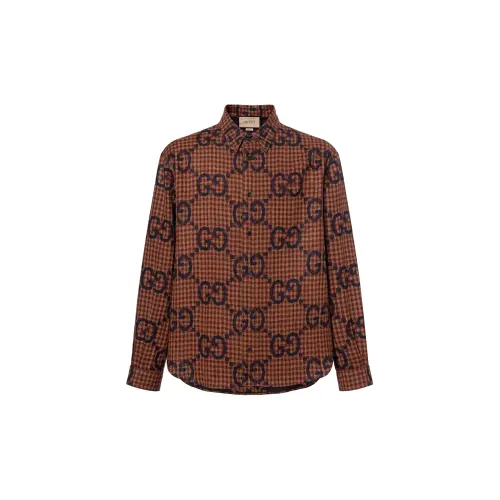 GUCCI Shirts Men's Brown Moderate Other