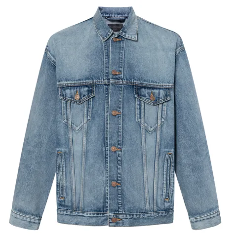 Balenciaga Large Fit Grafitti Backlogo Denim Jacket