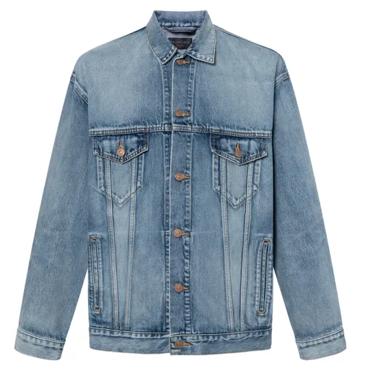 Balenciaga Large Fit Grafitti Backlogo Denim Jacket