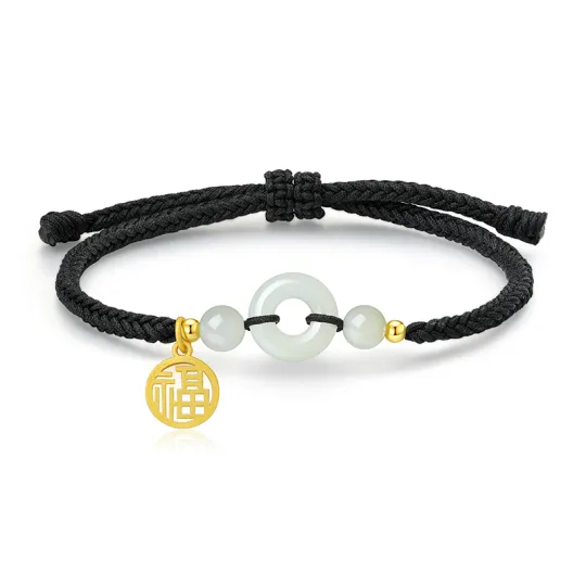 ZSY 925 Silver Bracelet Pale Greenish White Jade Unisex