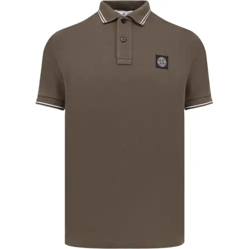 STONE ISLAND Logo Patch Buttoned Polo Shirt