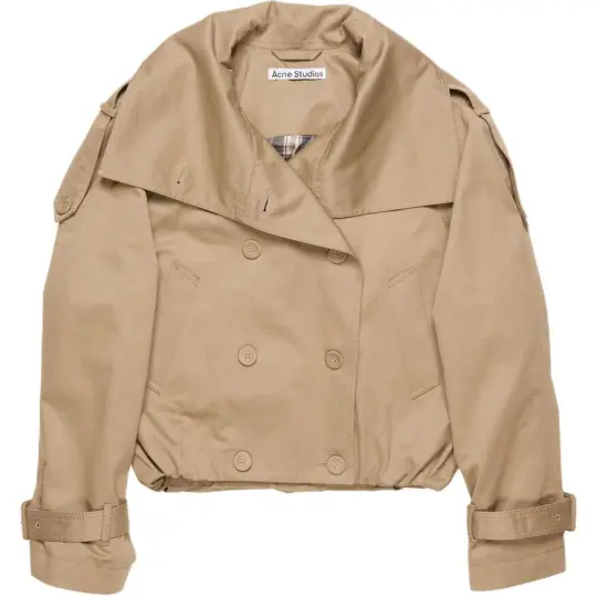Acne Studios FW25 однотонная двубортная свободная кожаная куртка с длинными рукавами и лацканами для женщин