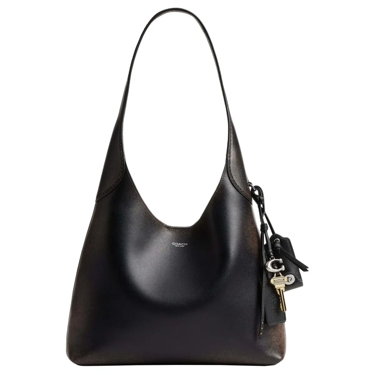 COACH Brooklyn Cow Leather Hobo Bag Shoulder Bag Small Women's Black & Brown