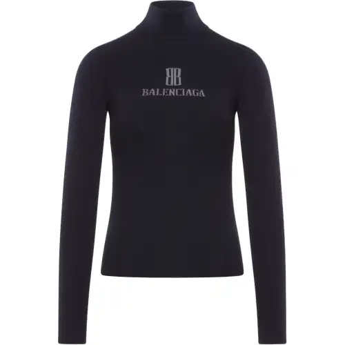 Balenciaga logo-detail ribbed turtleneck top