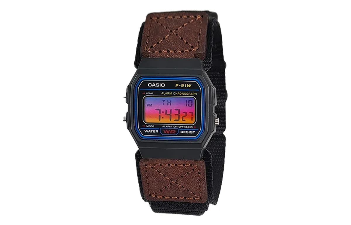 CASIO Custom Collection Quartz Movement Nylon Leather Strap Watch Men's Watches Black Dial