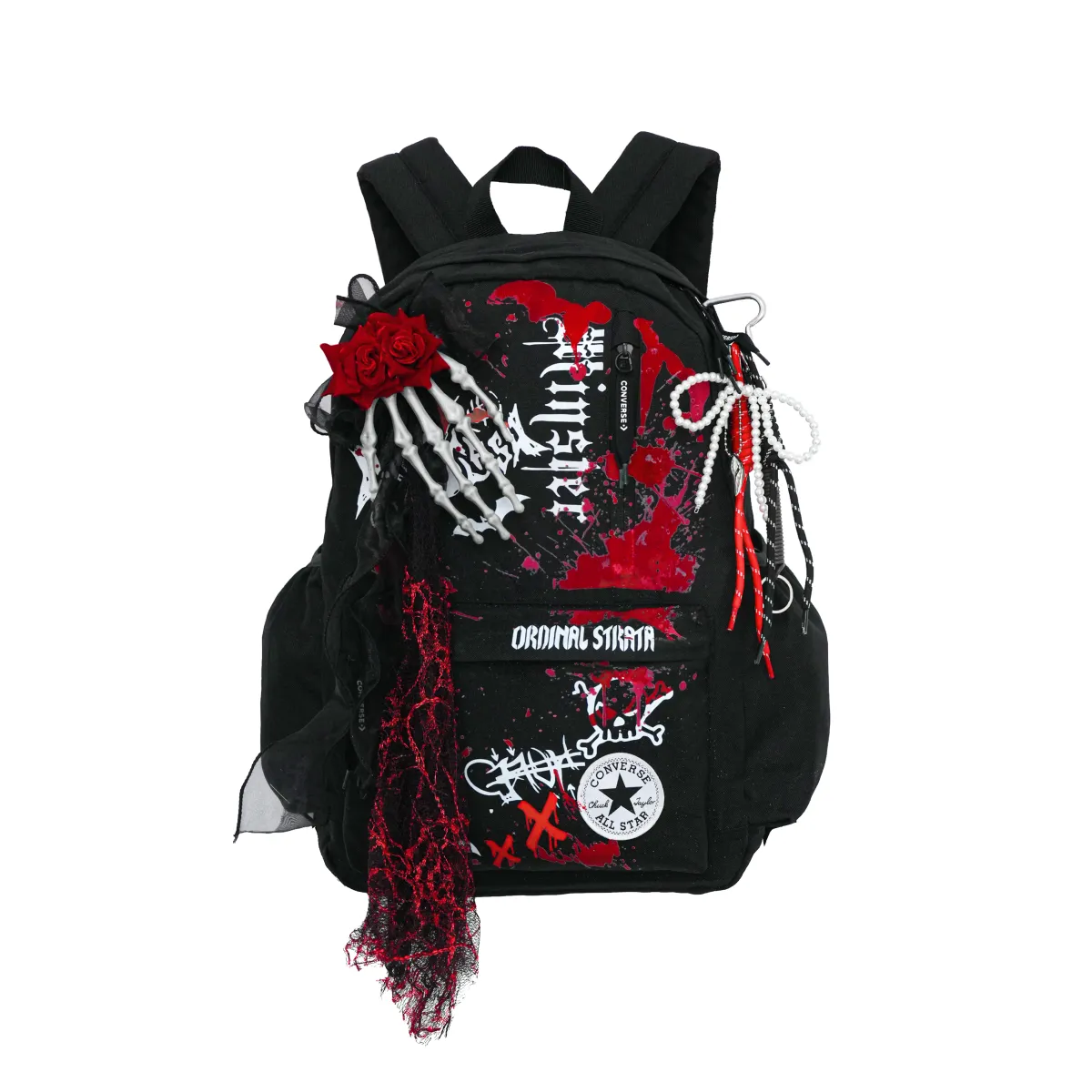 Converse Polyester Abyss Rose, Footprint Innovation Backpack Medium Unisex Red Black