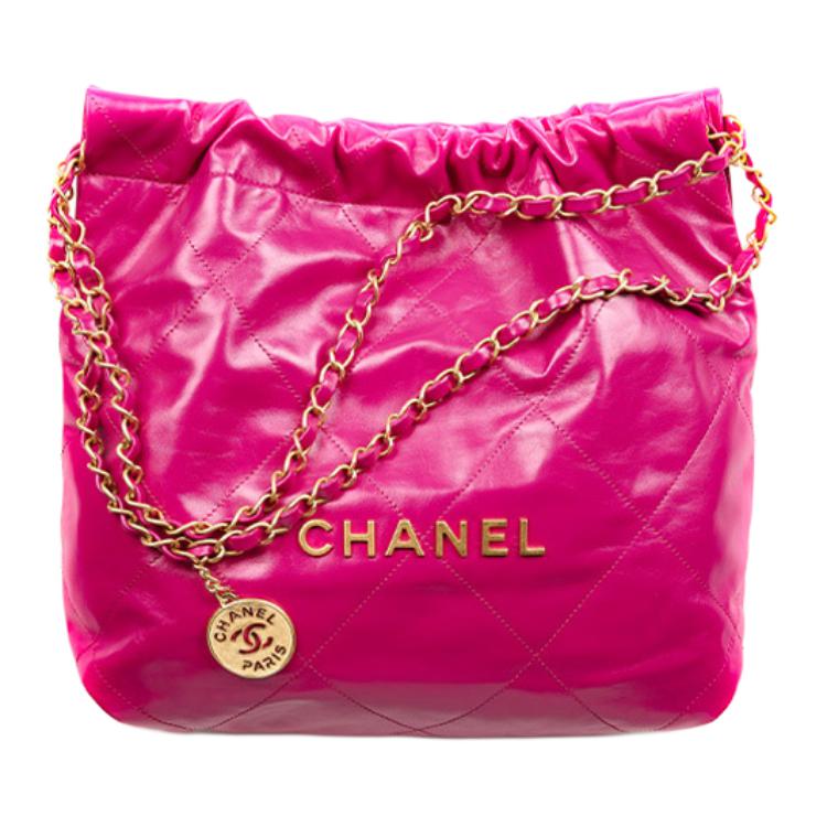 CHANEL 22Bag Cow Leather Crossbody Tote Bag, Shoulder Bag Women's Dark Pink
