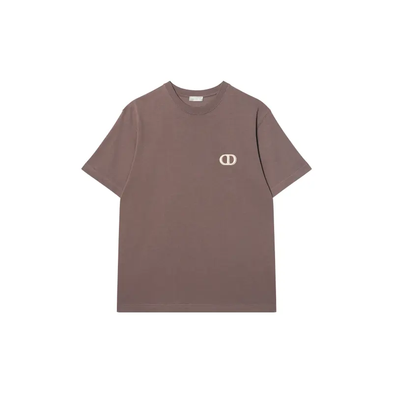 DIOR T Shirts Men's Brown Crew Neck Moderate Straight Fit