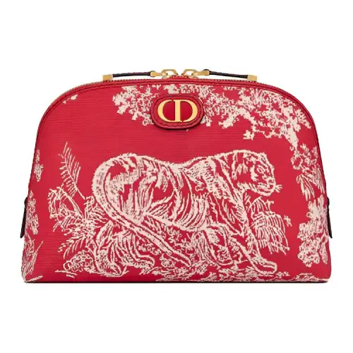 DIOR 30 Montaigne Jacquard Technical Fabric Clutch Medium Women's Red