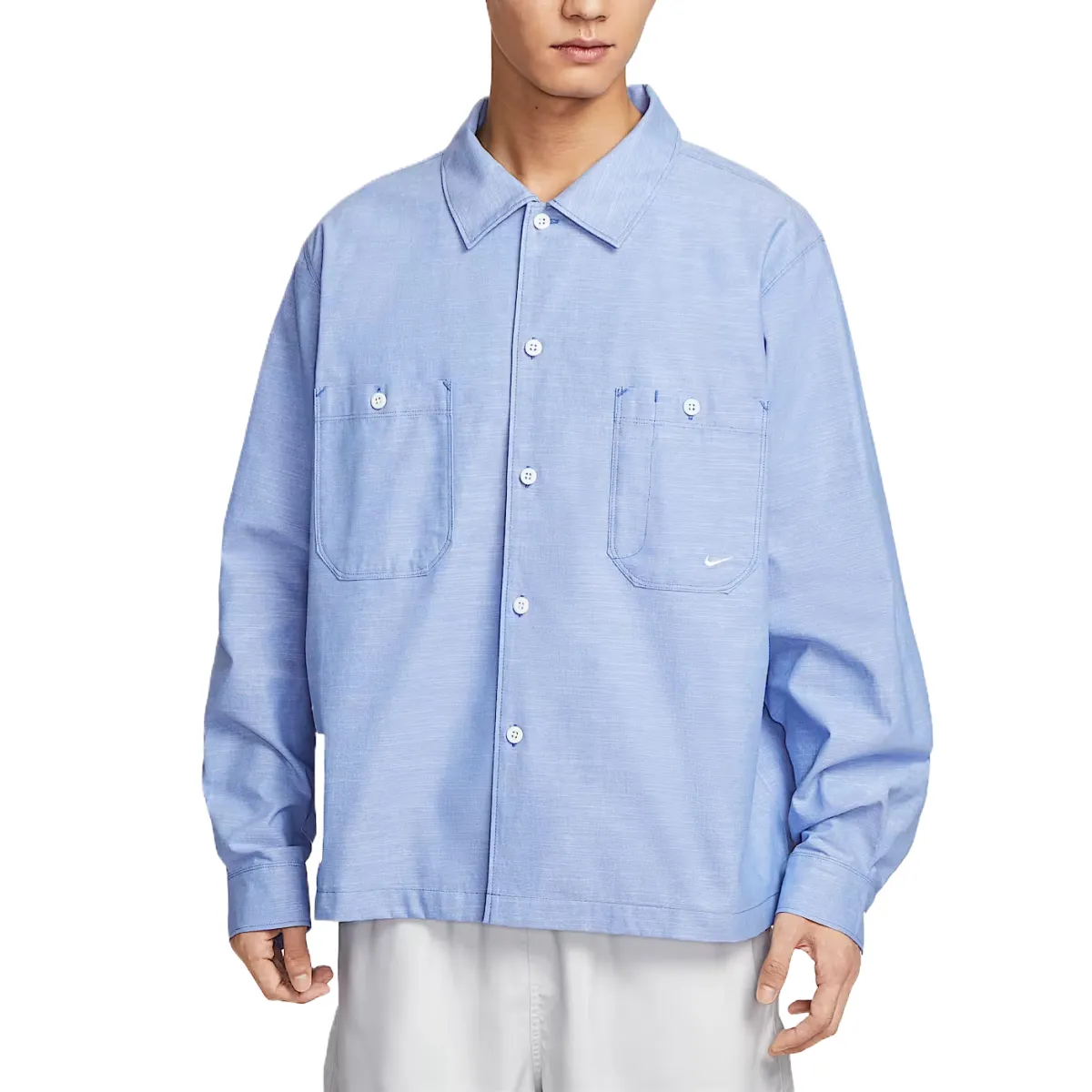 Nike Swoosh Shirts Men's Blue Lapel Moderate