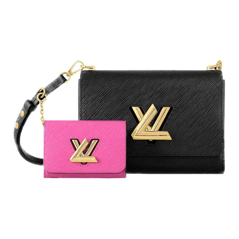LOUIS VUITTON Twist Epi Cow Leather Crossbody Bag, Shoulder Bag Medium Women's Black & Rose Red