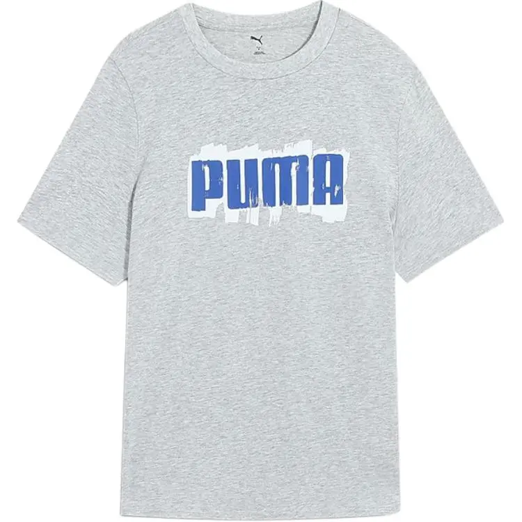 PUMA T-Shirts Men's Gray Crew Neck Moderate
