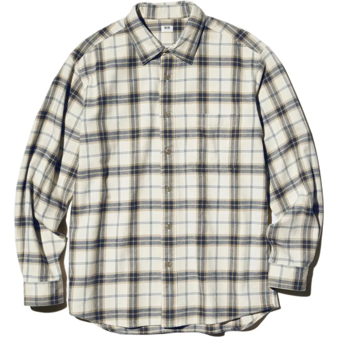 UNIQLO Shirts Unisex Light Beige Lapel Moderate