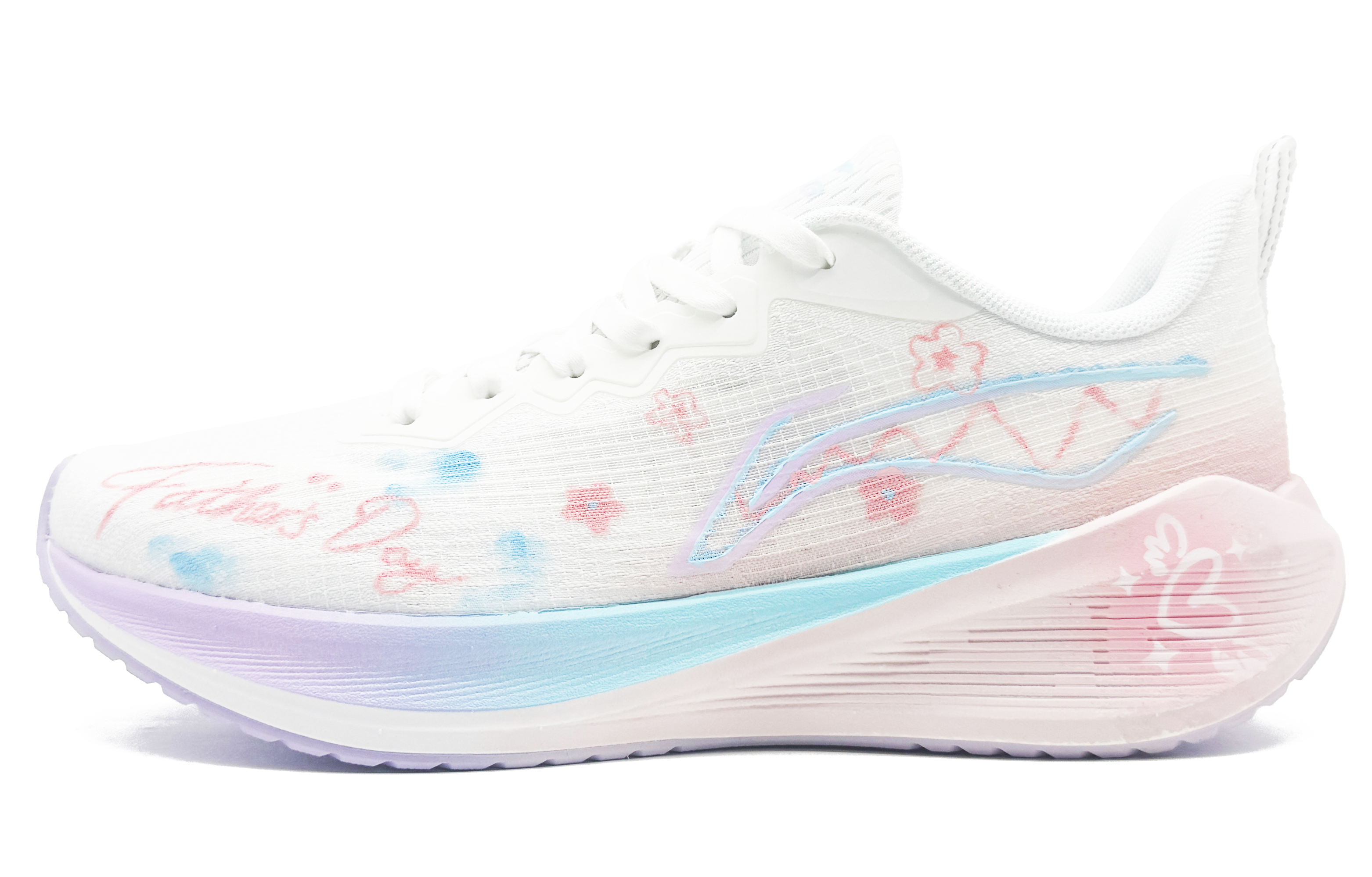 Li Ning Wuyue Cushioning Slip Resistant Low top Casual Marathon Training Running Shoes Women’s Pink White