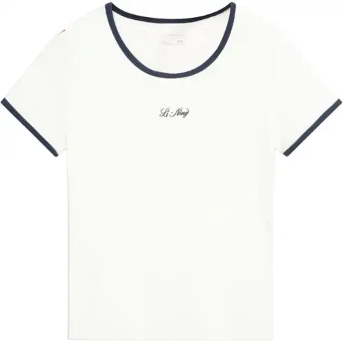 Li Ning T Shirts Women's White Crew Neck Moderate Straight Fit
