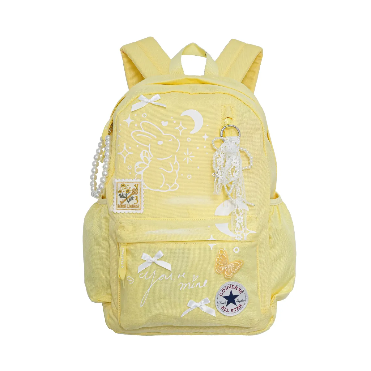 Converse Polyester Moonlit Night Fairy Tale Footprint Creation Backpack Women's Light Yellow