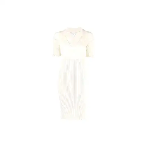 Bottega Veneta Short Sleeved Dresses Women's White V Neck Moderate Short