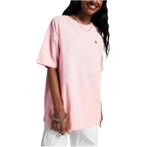 Converse T Shirts Women's Pink Crew Neck Moderate Other