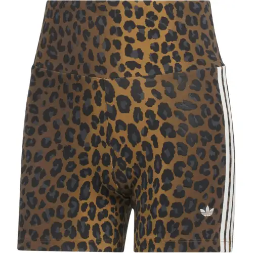 Adidas Leopard print Striped Mini Shorts
