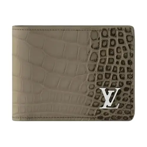 LOUIS VUITTON Multiple Crocodile Leather Wallet Men's Olive Green