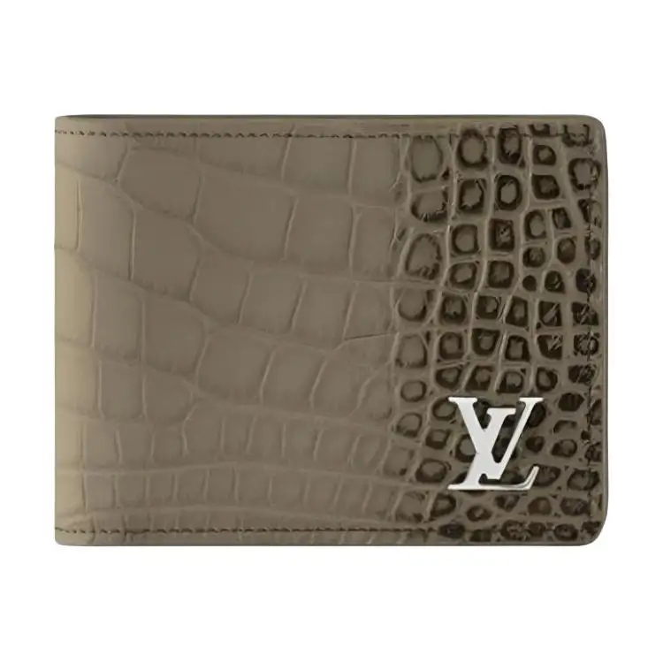 LOUIS VUITTON Multiple Crocodile Leather Wallet Men's Olive Green
