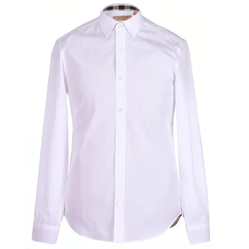 Burberry Men Point Collar Vintage Classic Shirt White