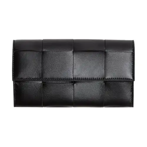 Bottega Veneta Nappa Cow Leather Wallet Unisex Black