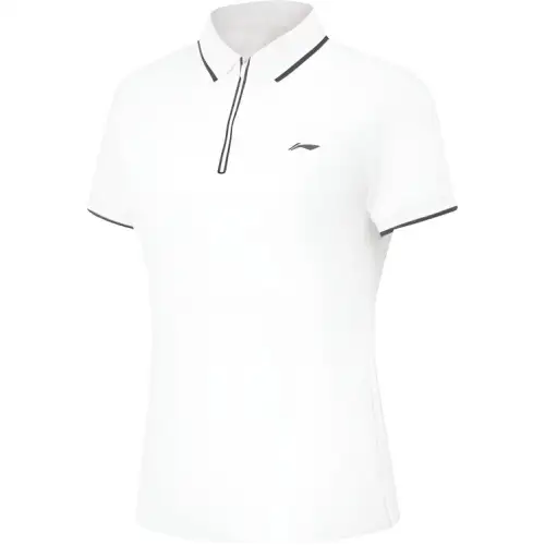 Li Ning T Shirts Women's White Lapel Moderate Straight Fit