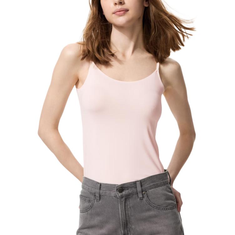 Женская футболка UNIQLO топ на бретелях (розовая)