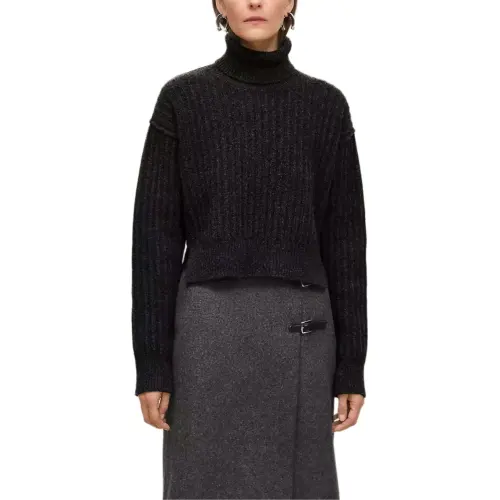 HERMES Sweaters Women's Black Turtleneck Thickened Other