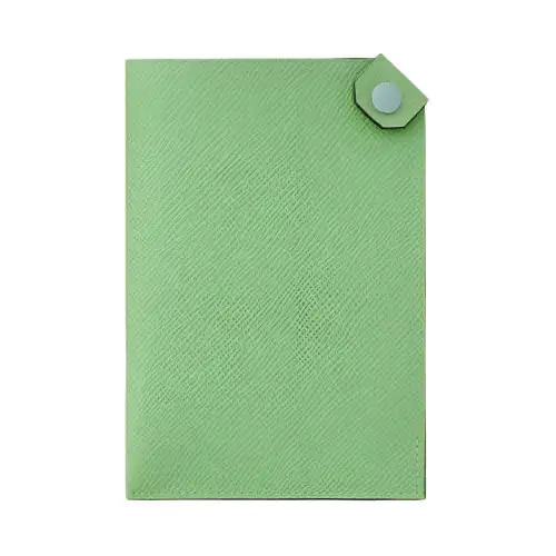 HERMES Tarmac Cow Leather Passport Holder Unisex Golden Brown/Peacock Green