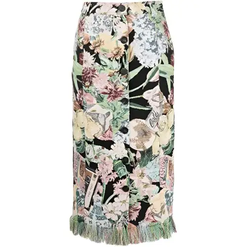 Golden Goose Casual Long Skirts Women's Green Moderate Mid Length Bodycon Skirt
