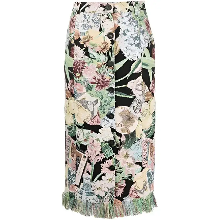 Golden Goose Casual Long Skirts Women's Green Moderate Mid Length Bodycon Skirt