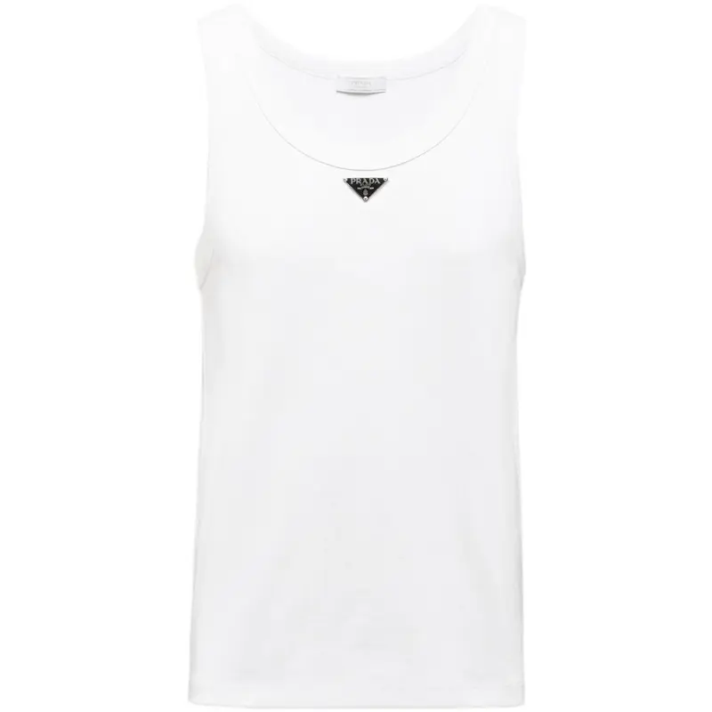 Prada triangle-logo cotton tank top