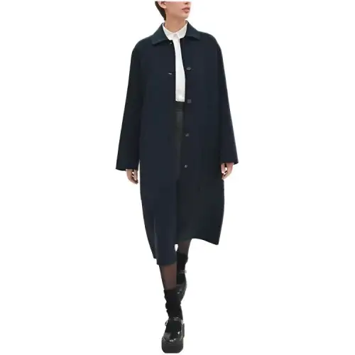 HERMES SS23 Velvet feel Coat Women's Blue