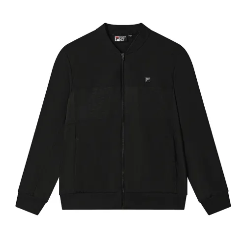 FILA WHITE Jackets Men's Jet Black BK Baseball Collar Moderate Instructor