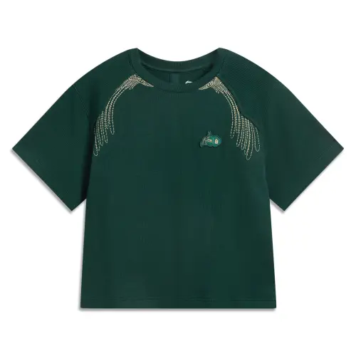 Li Ning x GUGONG,LIANMINGKUAN China Culture Collection T Shirt Women's Jungle Green