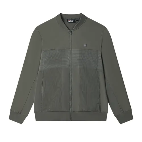FILA WHITE Jackets Men's Army Navy Green Baseball Collar Moderate Other