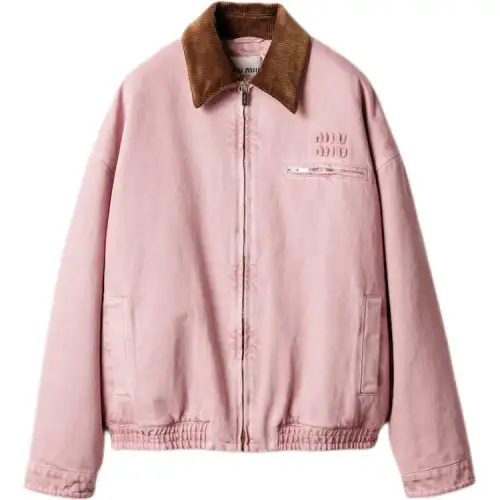 MIU MIU Big velvet swan, denim jacket, cut, with embroidery