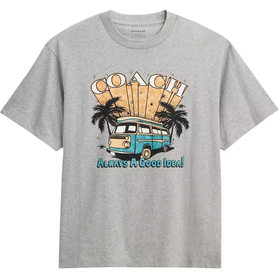 COACH T-Shirts Men's Gray Crew Neck Moderate Other