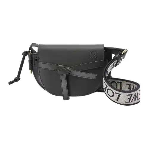 LOEWE Mini Gate Dual Bag In Soft Calfskin And Jacquard Black