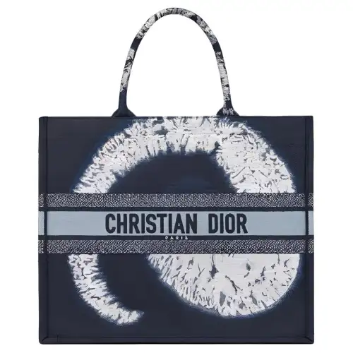 DIOR BookTote Canvas Handbag Large Women's Blue