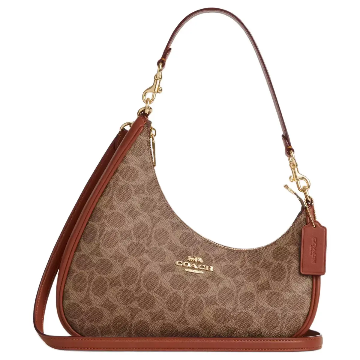 COACH Teri Custom Coated Canvas With Smooth Leather Shoulder Bag Large Women's Brown