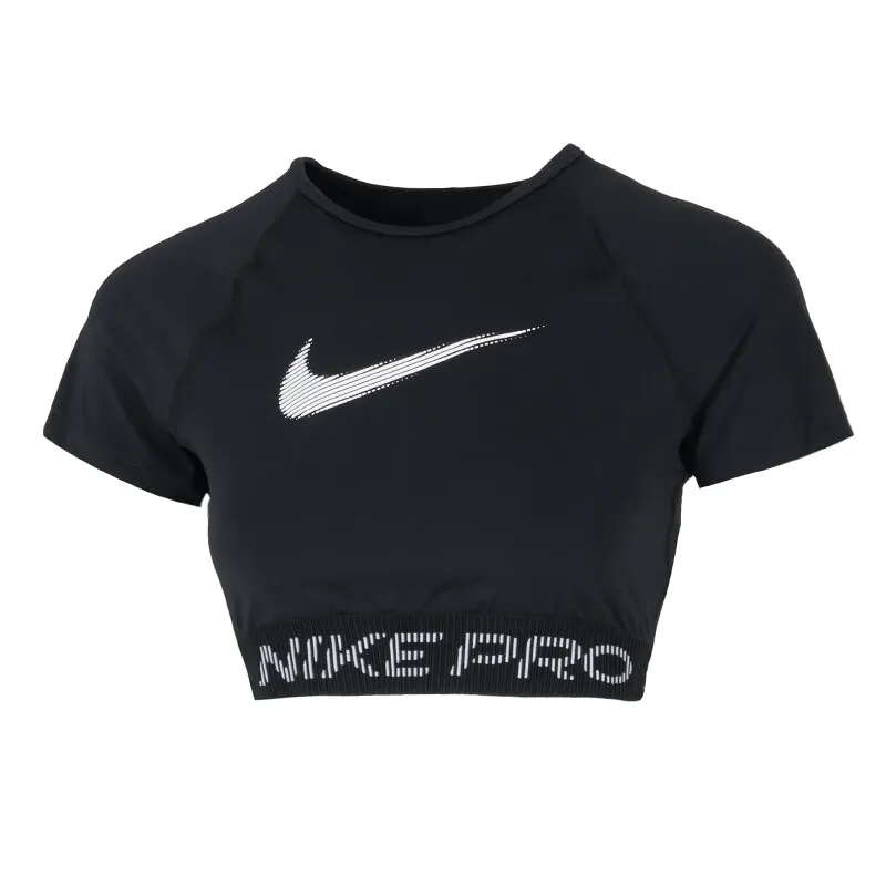 Nike Pro Women's Dri FIT Short Sleeve Cropped Graphic Top