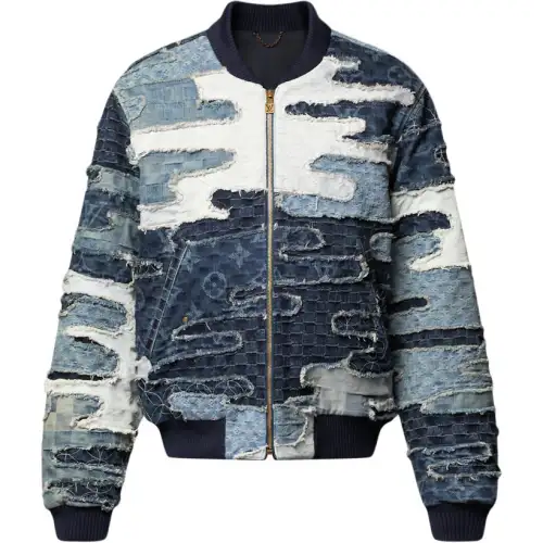 LOUIS VUITTON Patchwork Denim Bomber Jacket