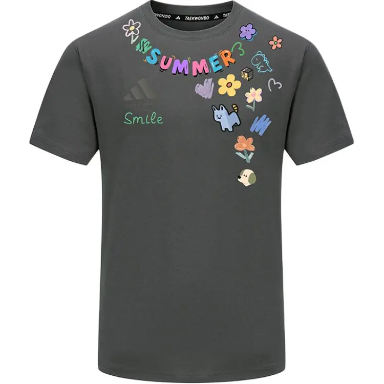 Adidas Athleisure Crew Neck T Shirt, Quick Dry Short Sleeved Unisex