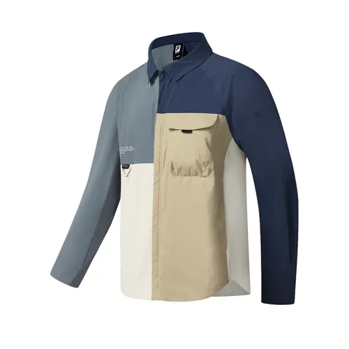 FILA Explorer Shirts Men's Deep Island Blue Pointed Collar Moderate Other