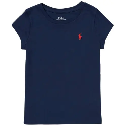 Polo Ralph Lauren Dark blue children's T-shirt with a round collar, children's clothing, with your logo imprint, with embroidery, with short sleeve